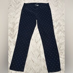 Tommy Hilfiger Straight Leg Corduroy Pants Navy Blue White Polka Dots